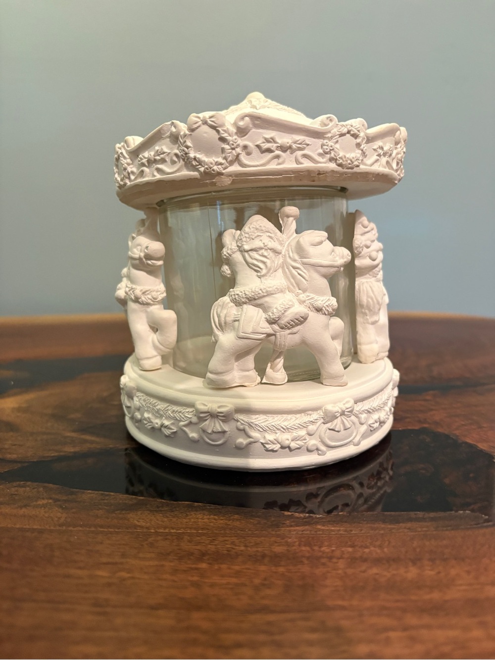 Vintage 1996 California Creations Olde Time Carousel Santa Jar #34011